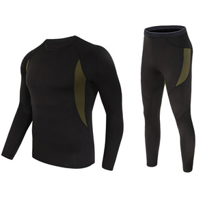 Abbigliamento Fitness per sport all'aria aperta, biancheria intima termica, camicia e <span class=keywords><strong>pantaloni</strong></span> a maniche lunghe in <span class=keywords><strong>velluto</strong></span> Plus da <span class=keywords><strong>uomo</strong></span> ad asciugatura rapida - Product Image 3