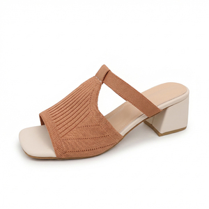 Nouvelle Arrivée – Sandales à Talons Hauts Chunky Sexy pour <span class=keywords><strong>Femme</strong></span>, Tissu Uni Tressé, Bout Ouvert, Tête Plate, Mode Voyage, Référence W-XT-12 - Product Image 3