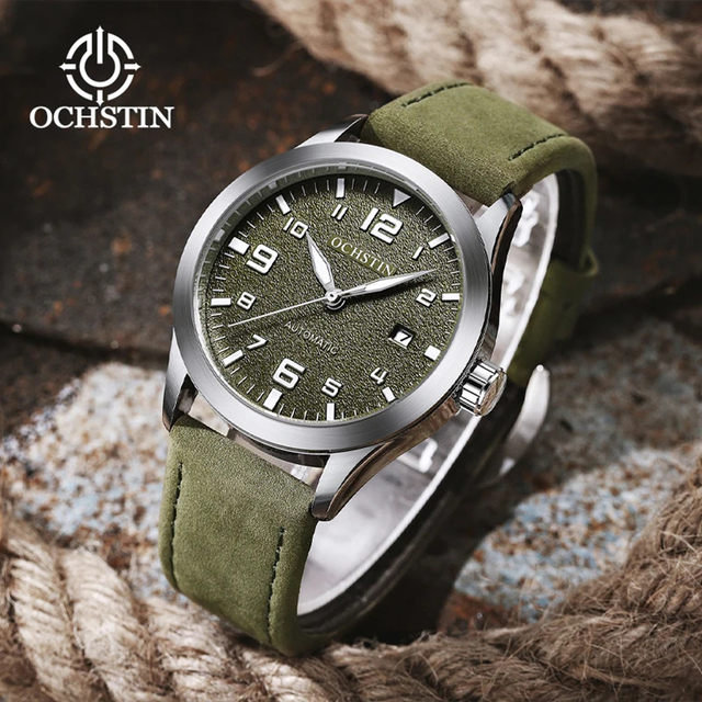 OCHSTIN GA62028 Men's Automatic Mechanical Watch Luxury Leather Wristwatches with 5mm Case Thickness Waterproof Clock