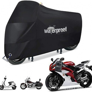 Funda para motocicleta de cobertura total, impermeable, a prueba de polvo y sol, para Scooter, bicicleta eléctrica, tela Oxford de poliéster negra - Product Image 1