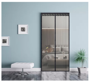 Cortina <span class=keywords><strong>para</strong></span> puerta con diseño <span class=keywords><strong>de</strong></span> rayas, agujeros <span class=keywords><strong>de</strong></span> diamante, Color negro, suave, magnético, mosquitera, gran oferta - Product Image 5