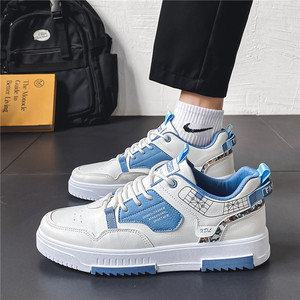 Sketchers à la mode et confortables-Baskets blanches et bleues avec un design graphique unique et une semelle épaisse avec de nouvelles chaussures élégantes pour hommes - Product Image 3