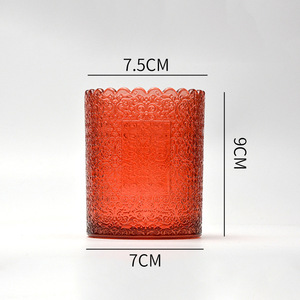Lüks Toplu 250ml 8oz Yuvarlak Siyah Buzlu Kehribar Cam El Yapımı Mum Kapları ve Kavanozları - Product Image 2