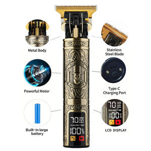 Tondeuse à barbe électrique à corps métallique OEM, lames en acier inoxydable, batterie rechargeable, affichage, modèle <span class=keywords><strong>de</strong></span> <span class=keywords><strong>coupe</strong></span> <span class=keywords><strong>de</strong></span> <span class=keywords><strong>cheveux</strong></span> pour hommes - Product Image 3