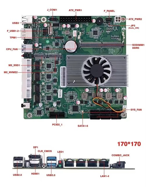 Embedded Control Rocket Fanless Board Nano Industrial PC Motherboard N100 N305 Intel Alder Lake for Industrial Image Processing