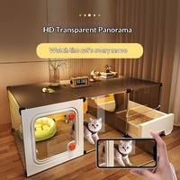 Cage pour chat, lit pour chat d'intérieur, bac à litière pour chat, tout-en-un, petit appartement, gain de place, une chambre, un salon, une salle de bain pour chat