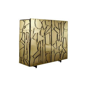 Armoire de luxe faite à la main en bois massif Design contemporain un meuble de rangement de salon avec portes en verre pour - Product Image 1
