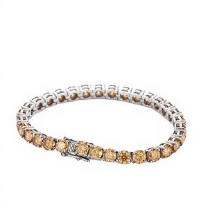 925 <b>Silver</b> Moissanite Tennis <b>Bracelet</b> D VVS Iced Gold Plated 3-6.5mm Moissanite Diamond Tennis Chain Moissanite <b>Bracelet</b> <b>Bangle</b> - Product Image 1