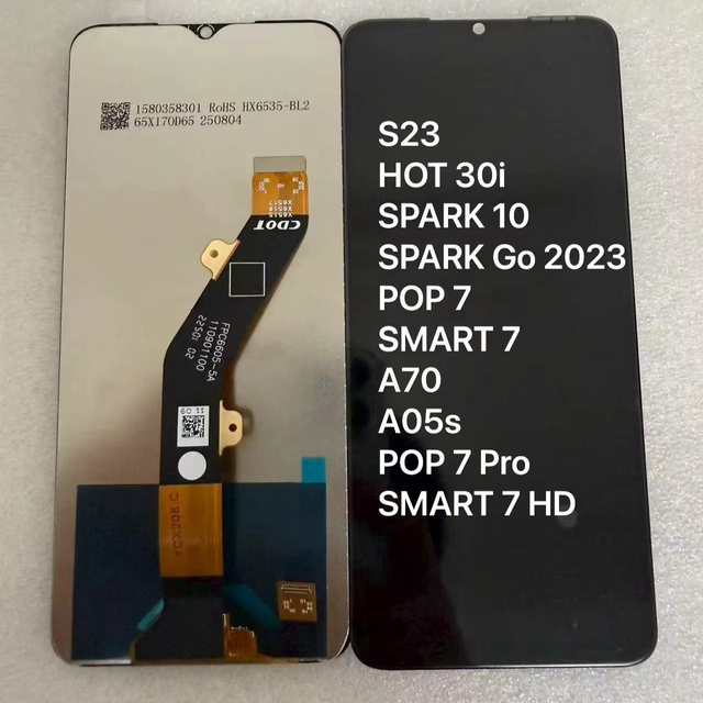 Wholesale Infinix Itel X650 X6515 X688 X657 A60 KG5K BG6M BF6 S23 HOT30i Spark10 Pop7 A70 Mobile Phone LCDS Display Touch Screen