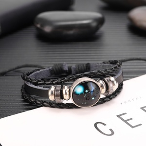 Douze Zodiac Couple Bracelet Verre Cross-border Multi-couche Perle Lumineux Punk Vache En Cuir Ciel Étoilé Bracelet - Product Image 2