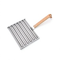 Ensemble de barbecue d'extérieur en acier inoxydable détachable avec grille à saucisses et machine à hot-dogs, manche en bois, pour extérieur