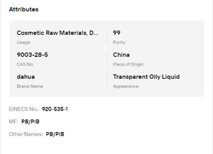 Premium Viscous Liquid Hydrogenated Polyisobutene HPIB Cosmetic Grade for Makeup & <b>Skin</b> Care Products - Product Image 6