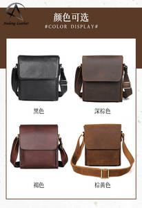 Sac à bandoulière pour homme en cuir de vachette importé d'Italie, Andong, style rétro, cuir Crazy Horse, grande capacité, sacs messagers, sac d'affaires pour homme - Product Image 2