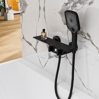 Robinet de douche baignoire noir à une main populaire affichage de la température motif de jet de Jet de Surface chromée ensemble de salle de bain à deux fonctions