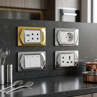 Interrupteur mural SANSHE finition chrome argenté, prise universelle de type 118 avec USB Type-C et ensemble de prises électriques modulaires