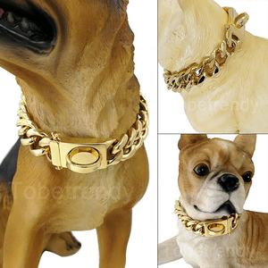 Toptan sıcak satış yüksek kalite moda takı paslanmaz çelik büyük cins Bulldog köpek koşum altın Pet büyük köpek tasması zinciri - Product Image 2