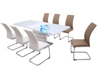 Chaise de salle à manger confortable en forme de Z avec revêtement en cuir et base plaquée