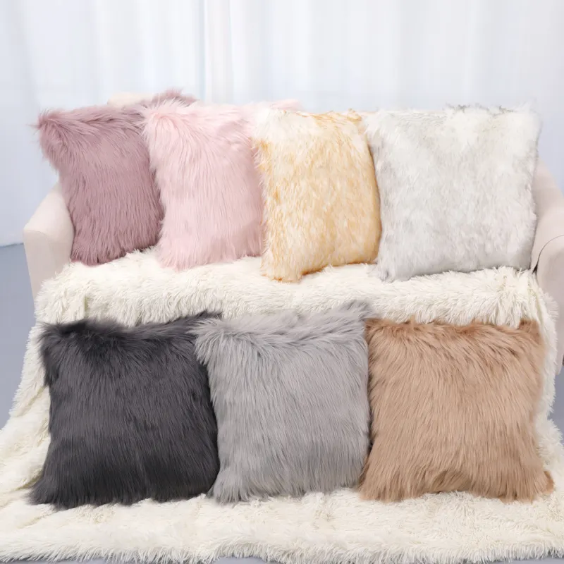 Groothandel Thuis Decoratieve Geweven Sierkussen Covers Luxe Faux Fur Kussen Covers