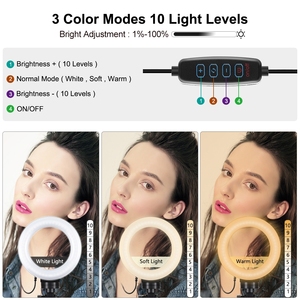 PULUZ 6.2 pouces Mini LED anneau trépied Kit Dimmable <span class=keywords><strong>Selfie</strong></span> remplissage lumière support <span class=keywords><strong>pas</strong></span> <span class=keywords><strong>cher</strong></span> 16cm bureau photographie accessoire plastique - Product Image 4