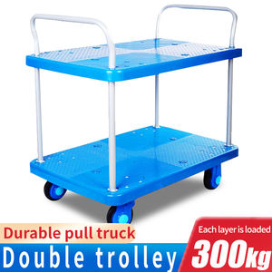 Plinthe bleue 4 roues 330LB charge plate-forme en plastique <span class=keywords><strong>Double</strong></span> couches chariot chariot chariot chariot 19 pouces x 28.35 pouces - Product Image 3