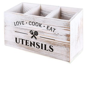 Boîte de rangement en bois pour ustensiles de cuisine, support d'organisation multi-compartiments pour couverts et outils de cuisine, hauteur de 12 pouces - Product Image 5