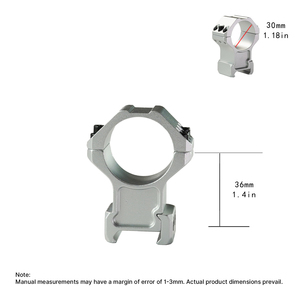 Anillas para mira telescópica BANGBANG, de 20 mm para tubo de 30 mm con altura central de 1.4 pulgadas, triple fila de tornillos (plateadas) - Product Image 3
