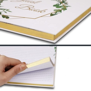 9*7 inch trường hợp ràng buộc bìa cứng tùy chỉnh Vàng cạnh Wedding lưu bút với vàng bút và bảng dấu trống cuốn sách của khách cho đám cưới - Product Image 5