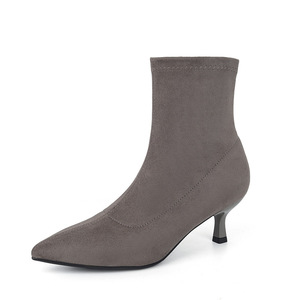 定制加大码踝靴女拉链高跟鞋女休闲女鞋女扣短靴 - Product Image 1