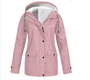 Rainfreem أزياء النساء الشتاء معطف واق من المطر بطانة معطف المطر الكبار سترات واقية من المطر الصوف القطبية للماء ملابس المطر الرجال الفتيات العالمي - Product Image 4