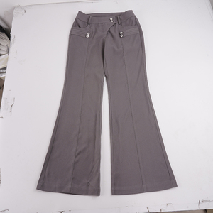 <b>Womens</b> Mid Waist Autumn Asymmetric Flare Pants Button Detail Suit <b>Trousers</b> with Draped Fit American Vintage Slimming <b>Workwear</b> - Product Image 2