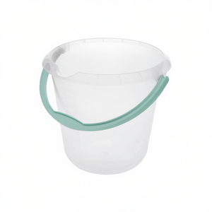Paquete de 6 Cubos de Plástico Transparente Mika con Asa Verde para Almacenamiento y Tareas de Limpieza - Product Image 2