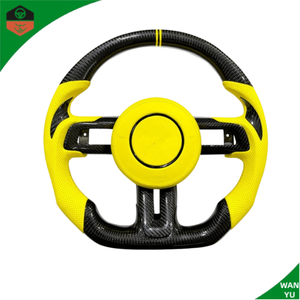 Volant sport en cuir perforé rouge avec fond plat, affichage LED en fibre de carbone et <span class=keywords><strong>logo</strong></span> serpent pour Mustang, Passat, Golf 2014 - Product Image 2