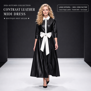 Abito Lungo Modesto <span class=keywords><strong>in</strong></span> <span class=keywords><strong>Taffetà</strong></span> Personalizzato per Donne, con Colletto e Maniche a Tre Quarti, Cinturato, Fornitore all'Ingrosso di Abbigliamento - Product Image 1