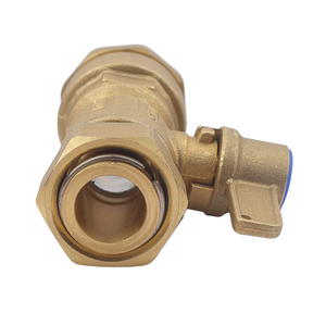 Phụ kiện ống nước bằng đồng PEX YOD OEM, lắp đặt thủ công, DN15 DN20 BSP, van bi đồng thau khóa được, đầu nối ren 1/2 inch, van tiết lưu toàn dòng chảy. - Product Image 3