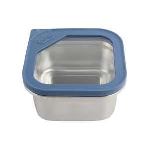 Stainless Steel Rectangle Food Container with Blue Plastic Lid Airtight Leak Proof Single Compartment <b>Lunch</b> <b>Box</b> - Product Image 3