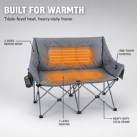 Chaise de camping chauffante deux places en Oxford 600D, chaise double pliable en acier, portable pour l'extérieur, la pêche, le pique-nique et la chambre