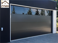 Fabrication professionnelle de portes de garage en verre transparent modernes en aluminium sans cadre avec matériau en alliage d'aluminium