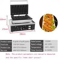 Nouvelle machine à gaufres à hot-dogs WeWork, 6 pièces, 1550W, en acier inoxydable, antiadhésive, thermostat réglable, électrique, garantie 1 an