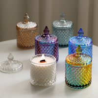 Pot en verre cylindrique luxueux pour coton-tiges et fabrication de bougies, 300 ml, violet irisé, décoration d'intérieur pour la Saint-Valentin