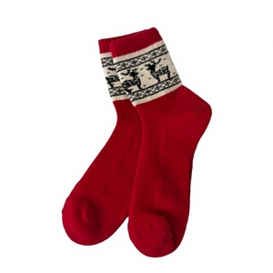 Wholesale Christmas Nordic Reindeer Fair Isle Pattern Crew Socks for Men Thick Wool Viscose Knitted Winter Warm Socks - Product Image 1