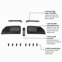 Grille inférieure anti-insectes ABS pour BYD Yuan UP 2024, ensemble de 5 pièces, garniture de grille arrière anti-insectes