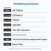 Printer Label Xprinter XP-T361U untuk Toko Teh Susu, Kafe, Restoran, Supermarket, Stiker Produk, Barcode 80mm Stok