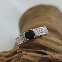 Bagues de luxe noires en zircon cubique fin pour femmes, bague en argent anti-ternissement, bijoux porte-bonheur pour la richesse, bague charme bouddhiste traditionnel