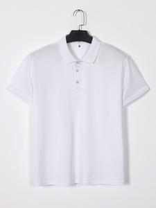 เสื้อกอล์ฟถักคุณภาพสูง 100% โพลีเอสเตอร์ สำหรับผู้ชายและผู้หญิง ออกแบบเองได้ แต่งขอบ ดีไซน์เรียบ สีขาวล้วน - Product Image 3
