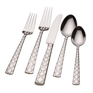Juego de cubiertos de metal estilo coreano, 5 piezas, para uso en la mesa de comedor, reutilizables, aptos para lavavajillas, juegos de cubiertos para suministros de restaurantes - Product Image 1