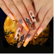 Faux ongles à presser pour Halloween, design toile d'araignée fantôme, personnalisables, pour femmes, pour fête d'Halloween
