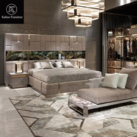 Lit Double en Cuir Haut de Gamme Luxe Italien Nouveau Design Moderne, Grande Tête de Lit, Lit King Size de Luxe pour Mobilier de Chambre