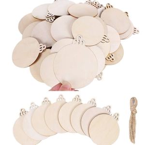 Customize Rustic <b>Wooden</b> Christmas Ornaments Blank <b>Wooden</b> <b>Slices</b> with Hole for Seasonal Home Decor Dropshipping - Product Image 1
