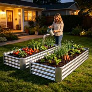 Jardinera Elevada de Acero Galvanizado MQ JSHYC USA, Jardinera Exterior con Gran Espacio para Vegetales, Hierbas y Flores, Estilo Rústico - Product Image 4