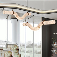 VH Usine directe Espagnol Lustre d'art en marbre naturel Design simple Tout en cuivre Hauteur réglable pour Restaurant Hôtel